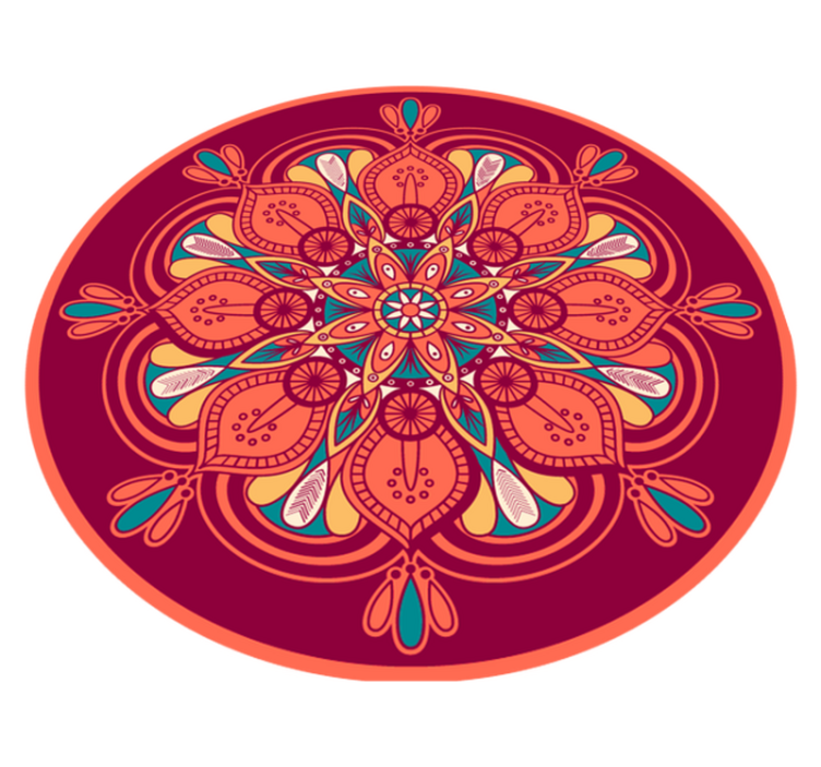 Hint tarzı mandala çiçek vinil halı - TenStickers