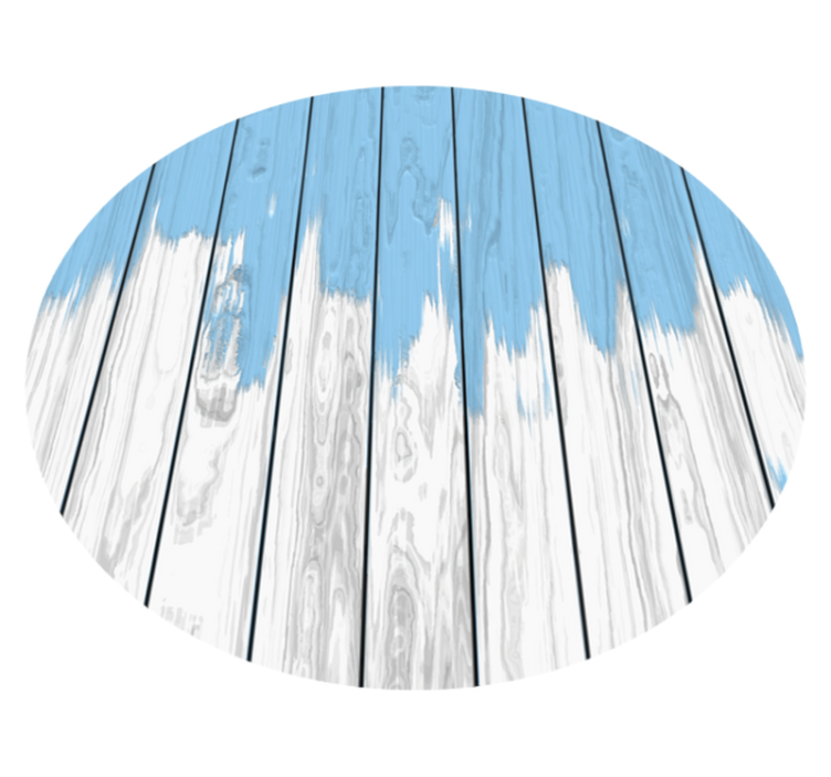 Yuvarlak beyaz ve mavi ahşap vinil halı - TenStickers