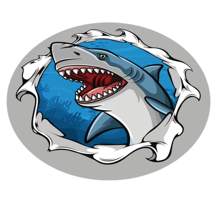 Büyük köpekbalığı 3d hayvan vinil halı - TenStickers