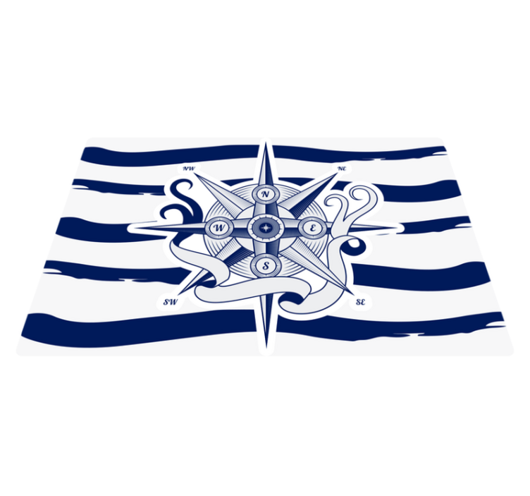 Deniz pusulası dünya haritası pvc halı - TenStickers