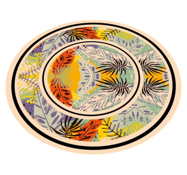 Botanik dairesel motif çiçekler ve bitkiler pvc halı - TenStickers