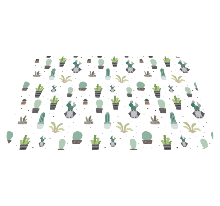 Kaktüs deseni çiçekler ve bitkiler pvc halı - TenStickers