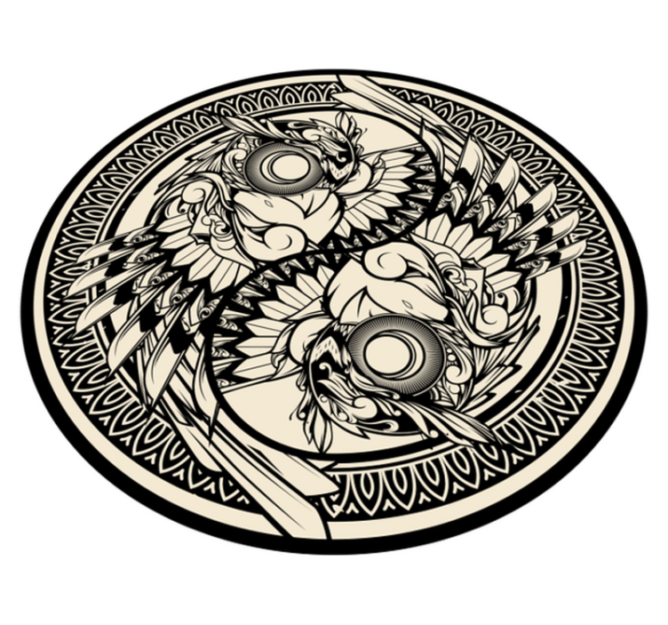 Yin yang baykuş doodle süsleme yatak odası halısı - TenStickers