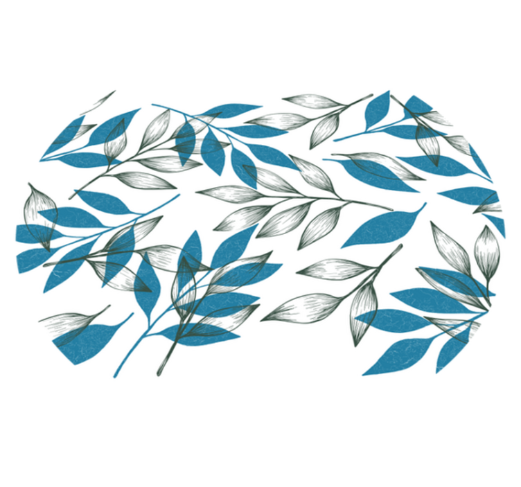 Mavi ve yeşil yapraklar çiçek vinil kilim - TenStickers