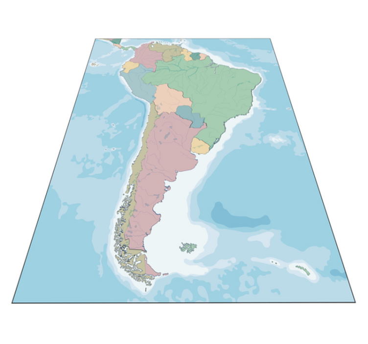 Kartografik illüstrasyon dünya haritası pvc halı - TenStickers