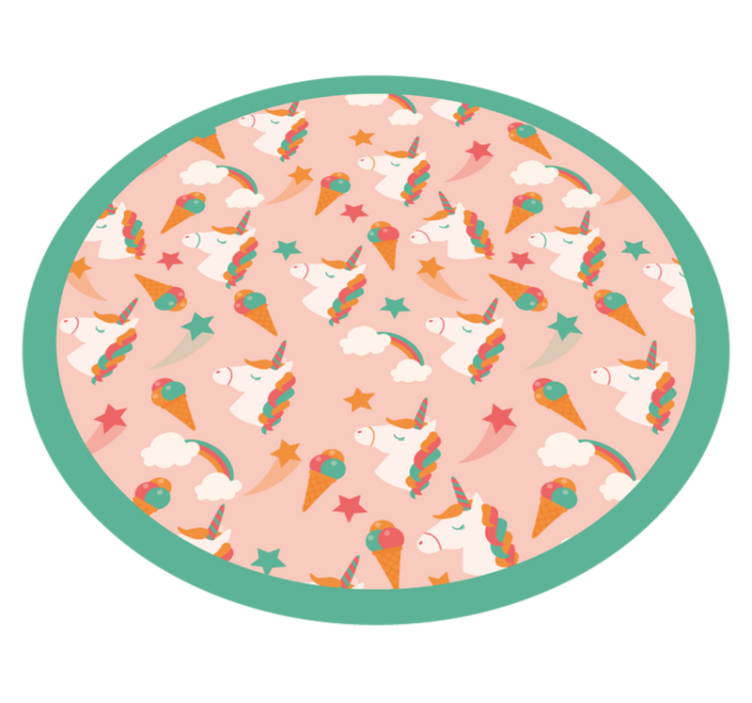 Tek boynuzlu at ve dondurma desenli vinil halı - TenStickers