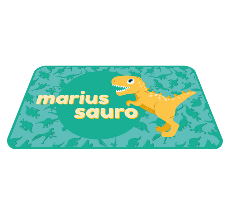 Mavi zemin üzerine kişiselleştirilmiş mat t-rex - TenStickers