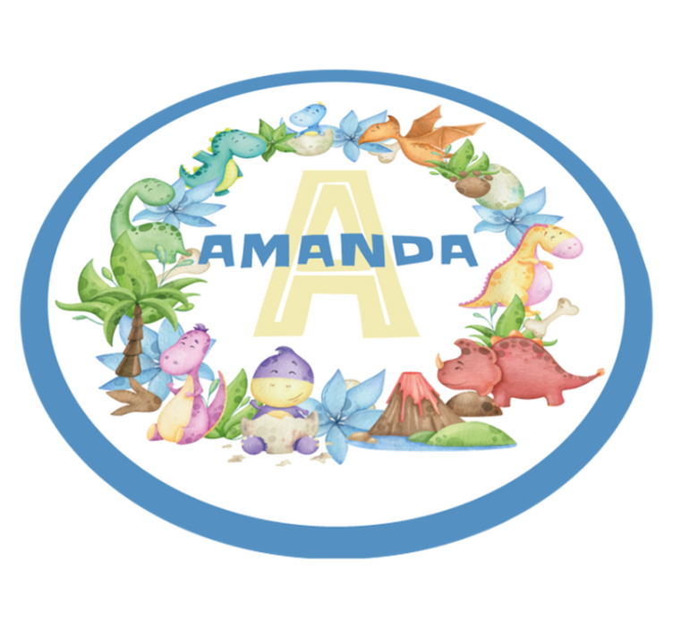 Kişiselleştirilmiş isimli kilim ile dinozor çerçevesi - TenStickers