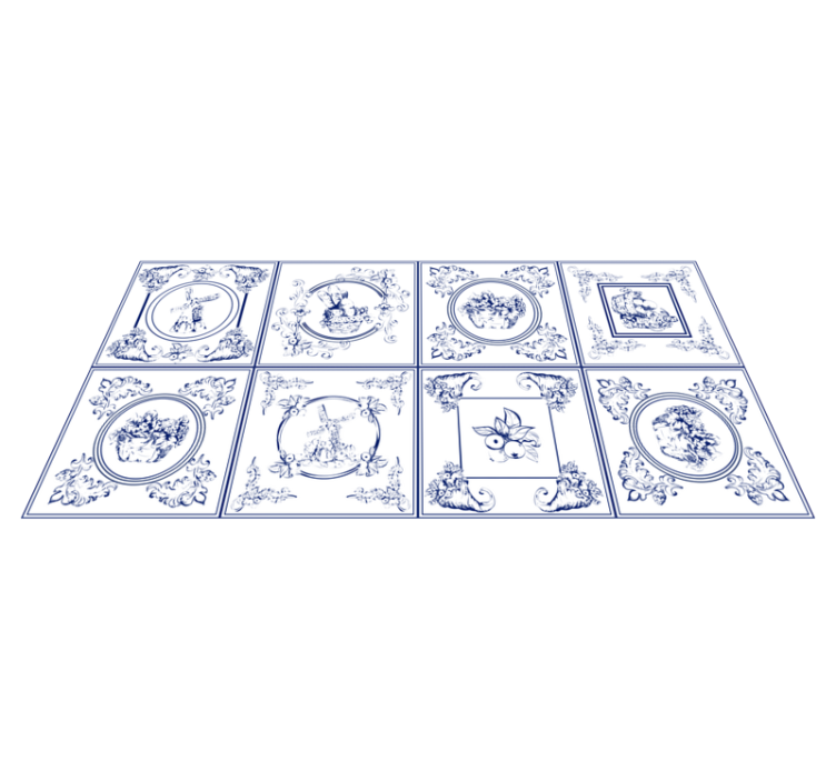 Vintage mavi fayans karo halı - TenStickers