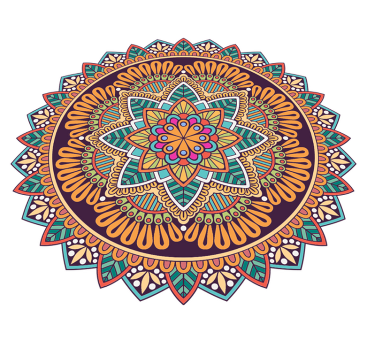Renkli mandala çiçek mandala vinil halı - TenStickers