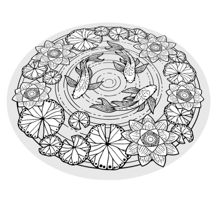 Lotus ve koi sazan çiçek halısı - TenStickers