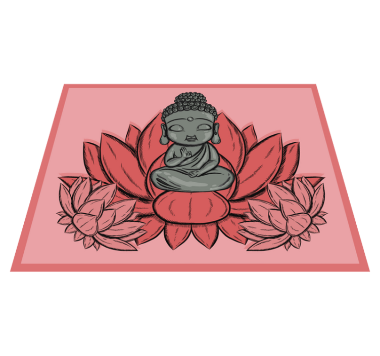 Meditasyon yapan buda sanat eseri mandala pvc halı - TenStickers