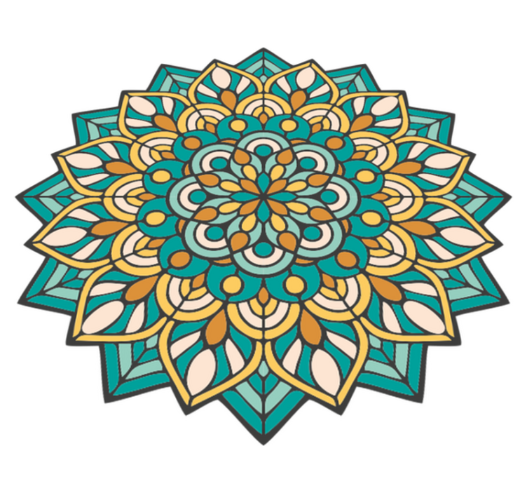 Mandala yeşil ve turuncu mandala vinil halı - TenStickers
