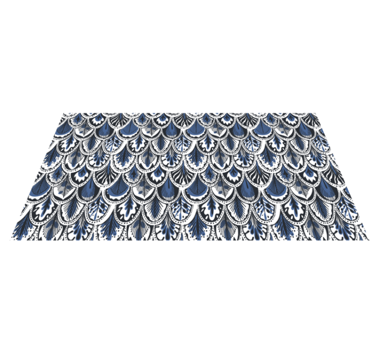 Tavus kuşu kuyruğu deseni fayans efekti pvc halı - TenStickers