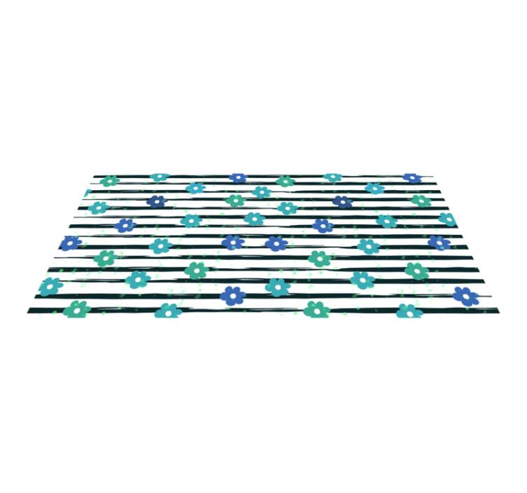 çiçek çizgili tasarım mutfak pvc halı - TenStickers