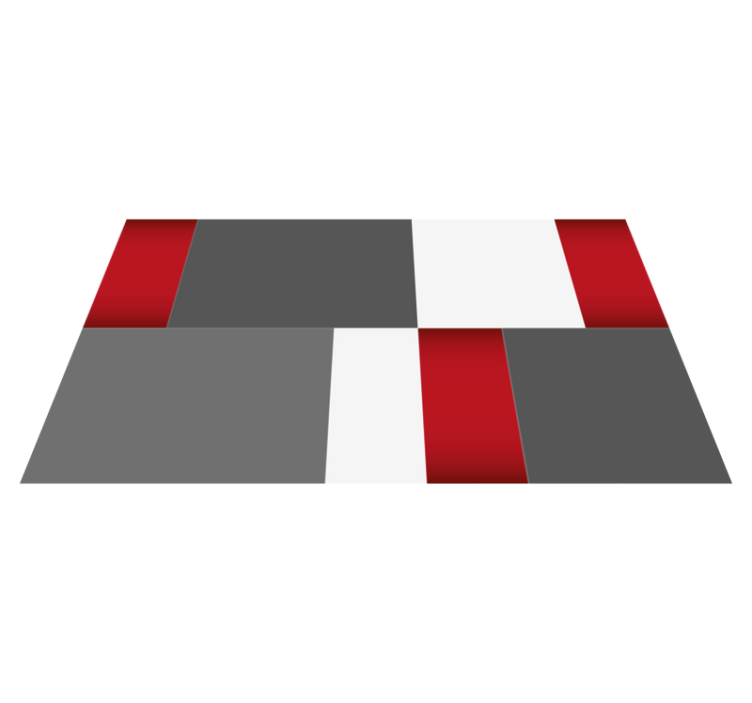 Kırmızı, beyaz ve gri çini geometrik halılar - TenStickers