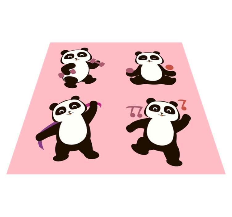 Panda dansı motifi çocukta pvc halı - TenStickers