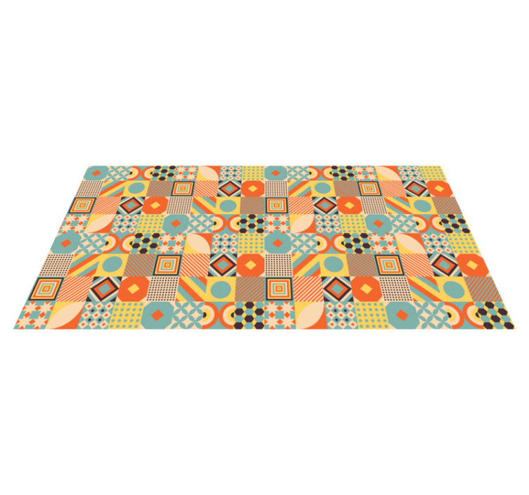 Renkli geometrik fayans mutfak vinil kilim - TenStickers