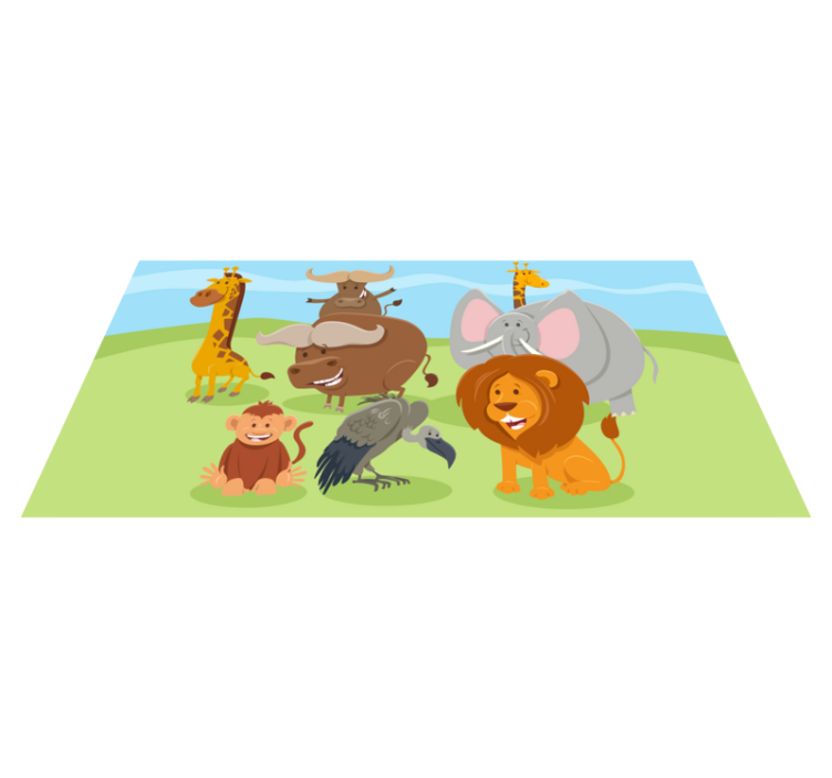 çocuklar için renkli hayvan baskı vinil halı - TenStickers