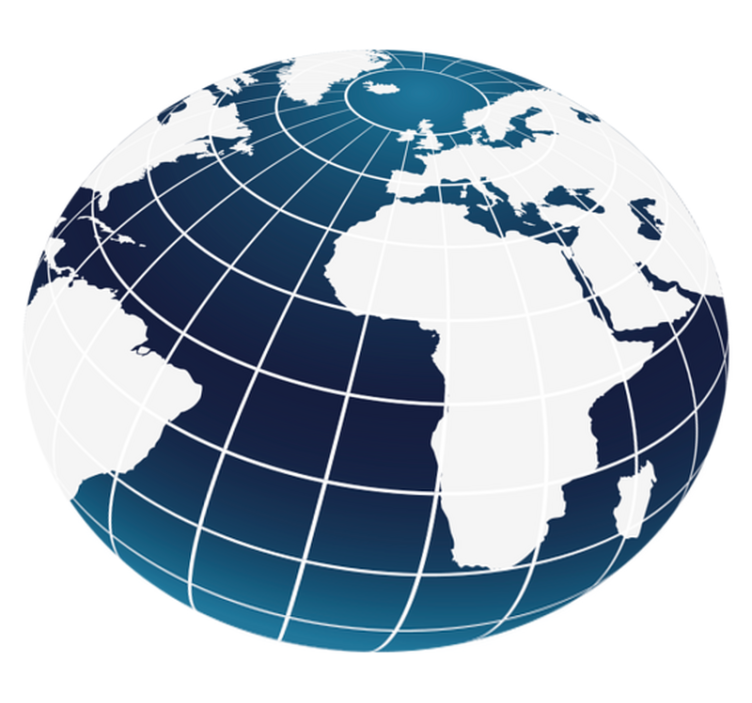 Meridyenler ile dünya haritası vinil halı - TenStickers