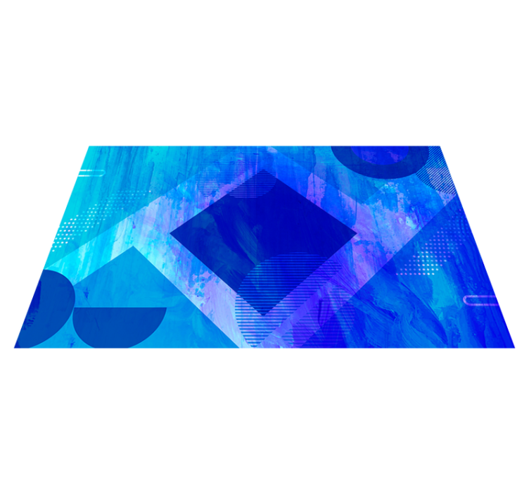 Mavi geometrik motifler minimalist pvc halı - TenStickers