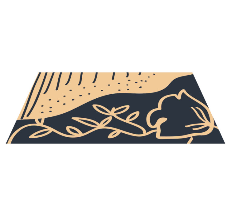 Bej yapraklı motif doğa pvc halı - TenStickers