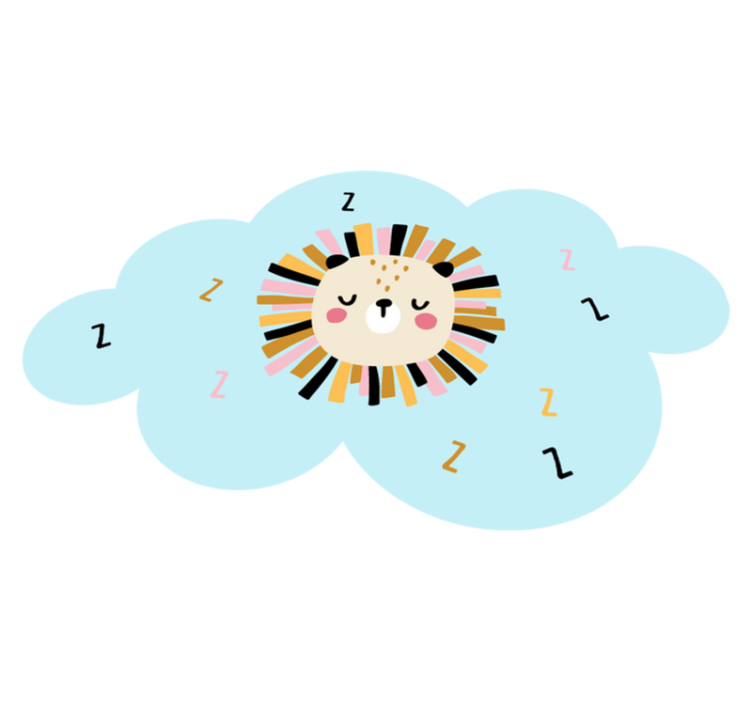 Uykulu aslan bulutu çocukta pvc halı - TenStickers