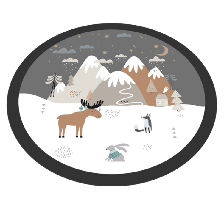 çocuklar nordic manzara ve hayvanlar vinil halı - TenStickers