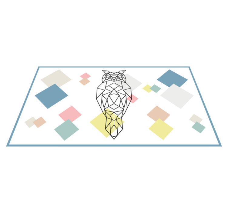 Baykuş geometrik şekiller nordic vinil kilim üzerine baskı - TenStickers