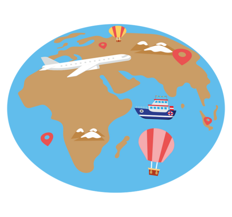 Seyahatten ilham alan macera dünya haritası pvc halı - TenStickers