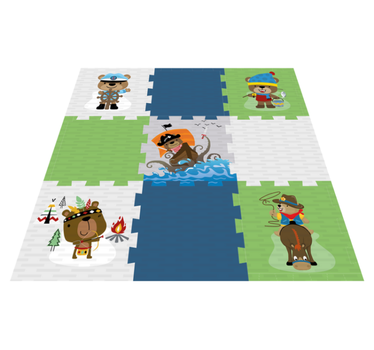 Sevimli ayı macerası pvc halı - TenStickers