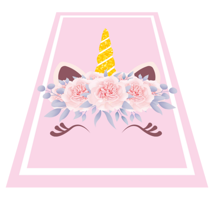 Tek boynuzlu at çiçek büyüsü çocukta pvc halı - TenStickers