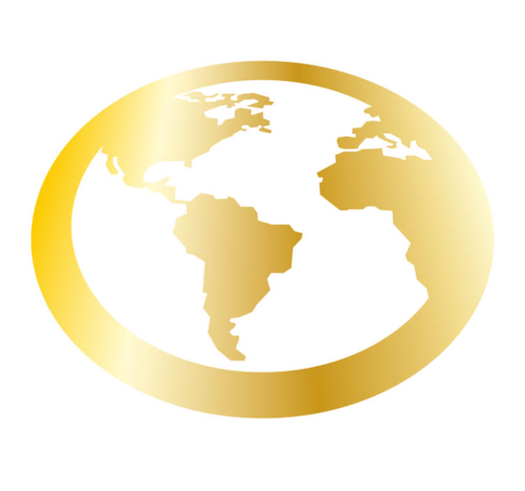 Altın dünya haritası dairesel halı - TenStickers