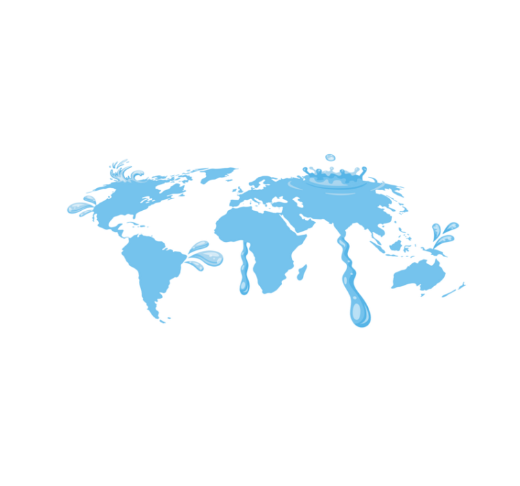 Mavi su tasarımı dünya haritası pvc halı - TenStickers