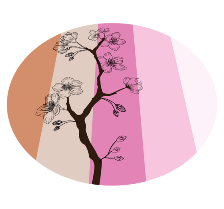 Kiraz çiçeği çizgili desen çiçekli kilim - TenStickers