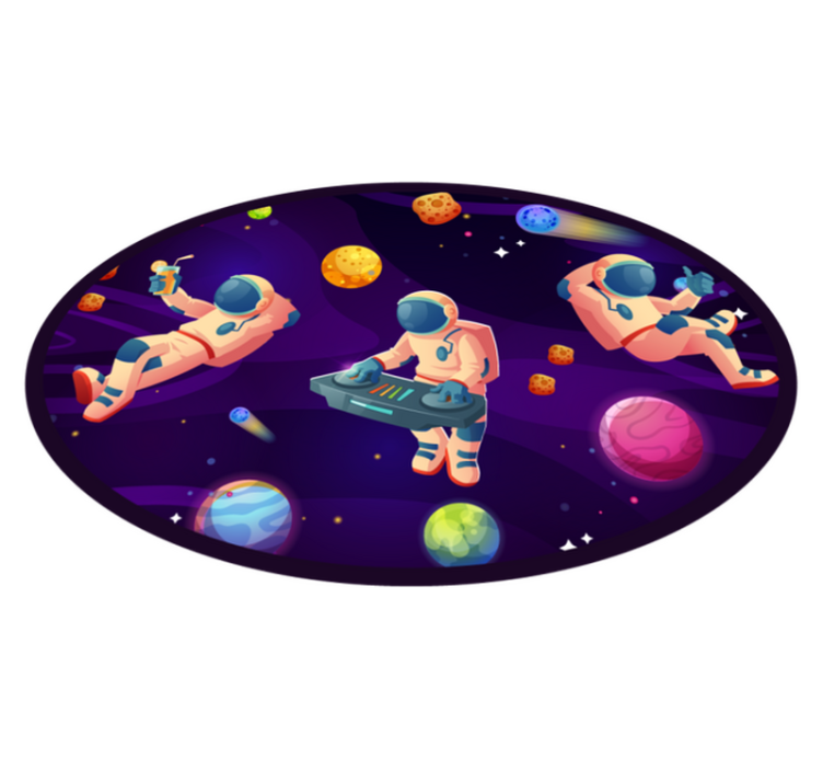 Sıkışma karikatür astronotlar yıldız vinil halı - TenStickers