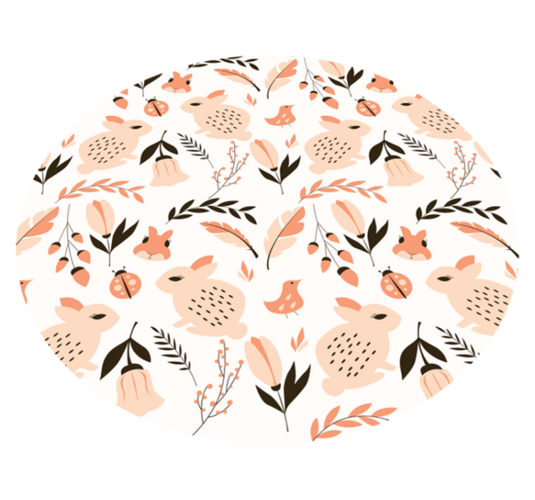 Nazik tavşan çiçekli çocukta pvc halı - TenStickers