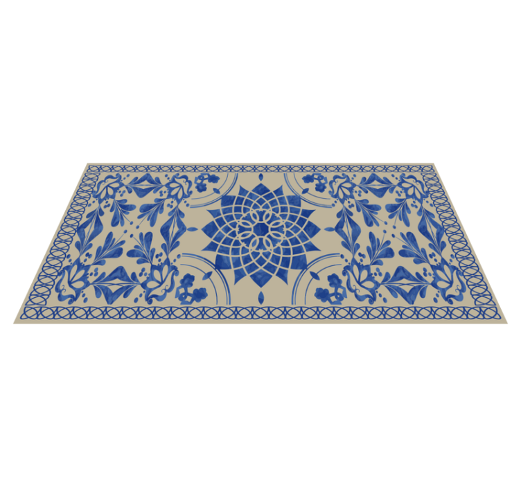Karmaşık botanik motif mandala pvc halı - TenStickers