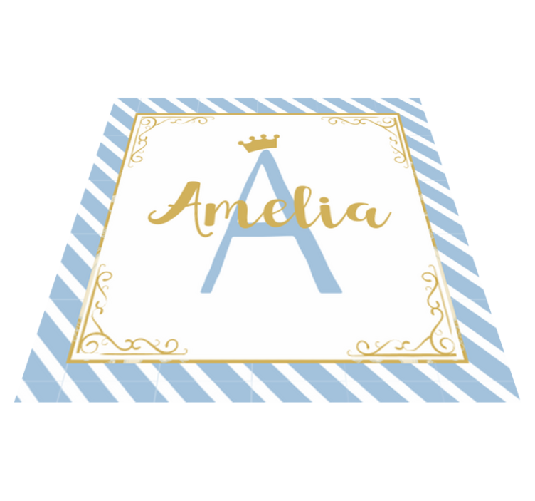 Taçlı ilk ve isim çocuk vinil halısı - TenStickers