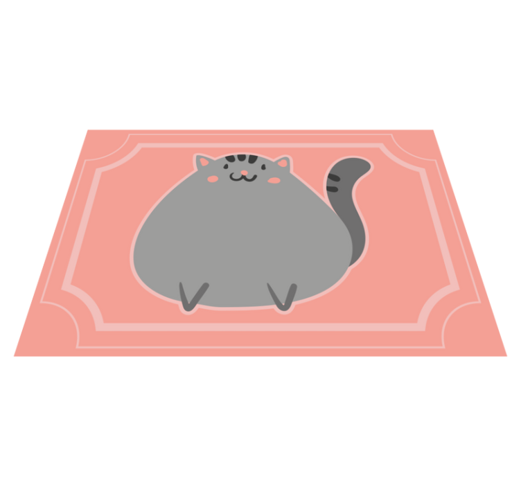 Pembe burunlu yatak odası halısı olan gri kedi - TenStickers