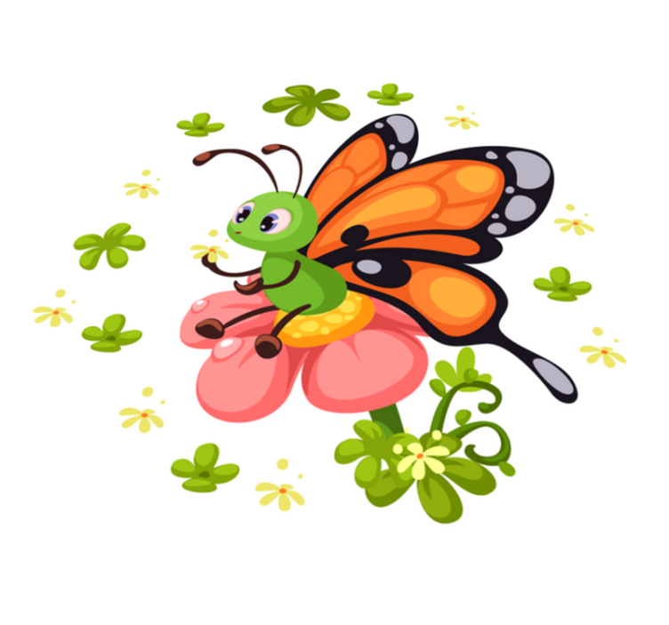 Renkli kelebek sevinci çocukta pvc halı - TenStickers