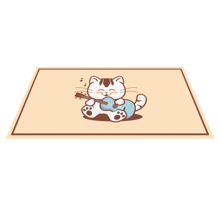 Müzisyen kedi çizgi film hayvan halısı - TenStickers