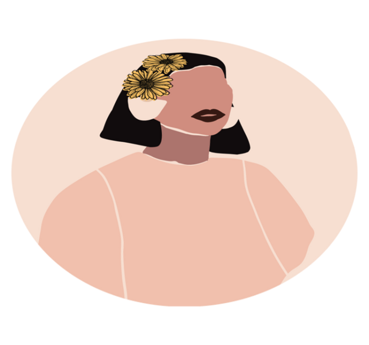 Güzel kadın ayçiçeği yüz minimal halı - TenStickers