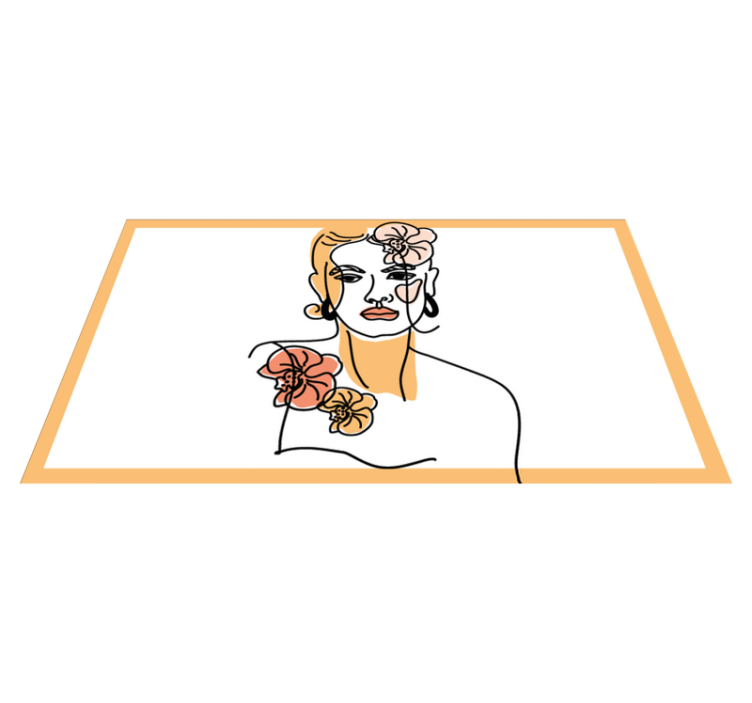 şık çiçekli portre modern pvc halı - TenStickers