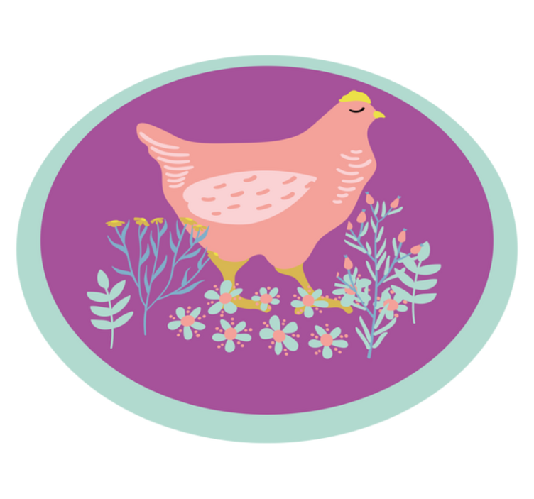 çim hayvan halı üzerinde çok renkli civciv - TenStickers