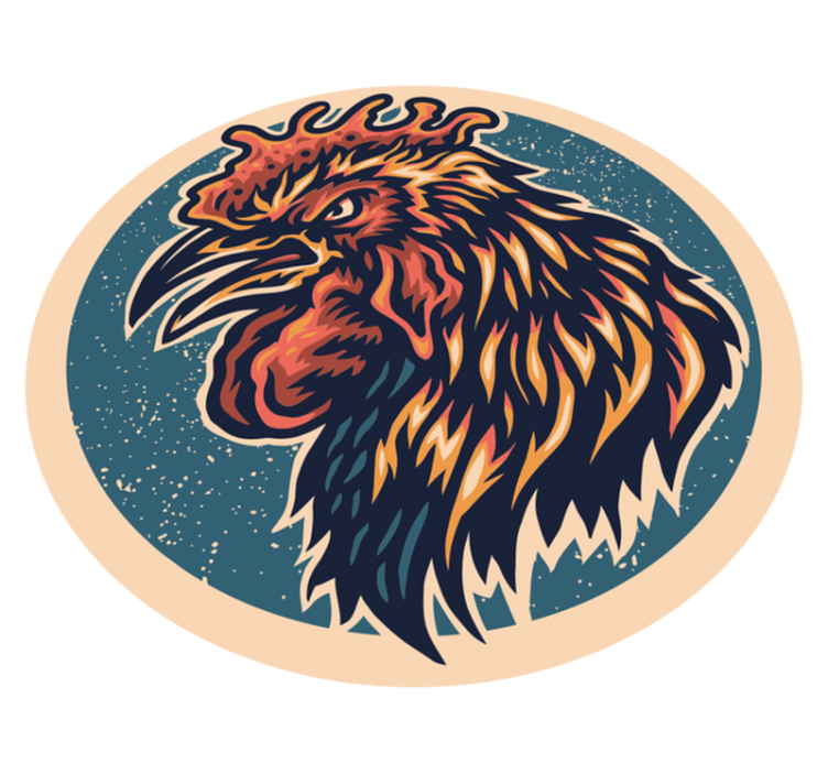 Horoz başı çizimi gençler pvc halı - TenStickers