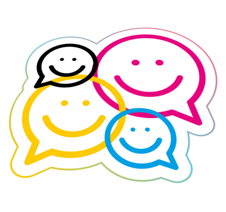 Gülen renkli konuşma balonları genç vinil halı - TenStickers