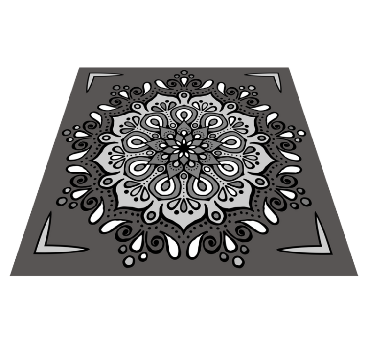 Gri üzerine zarif motif mandala pvc halı - TenStickers