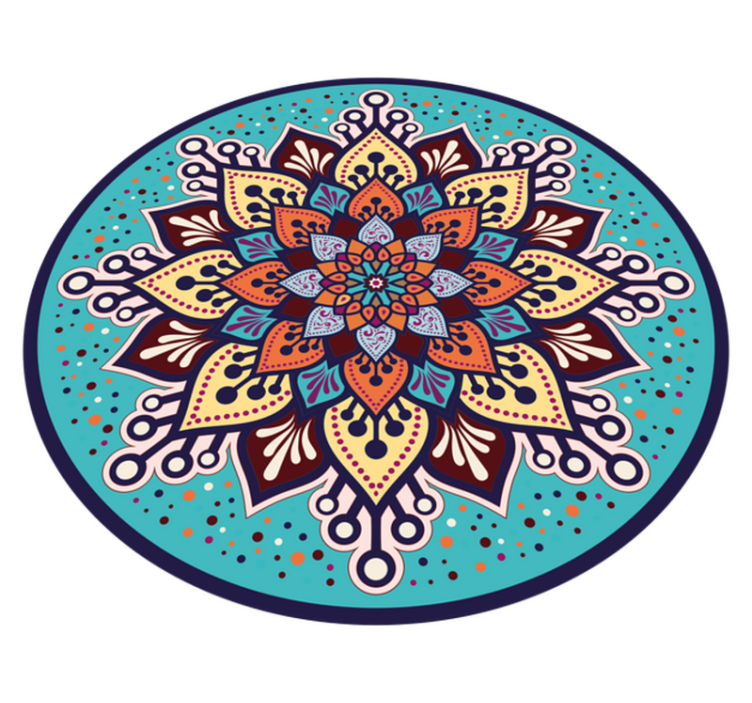 Mavi ve turuncu güneş formu mandala vinil halı - TenStickers