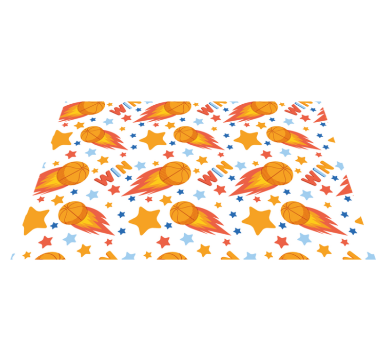 Basketbol topları ve yıldız desenli dikdörtgen halı - TenStickers